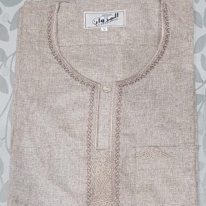 Light brown with brown embroidery kurta - no collar