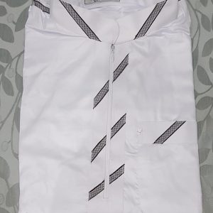 White with black stripes kurta- collar