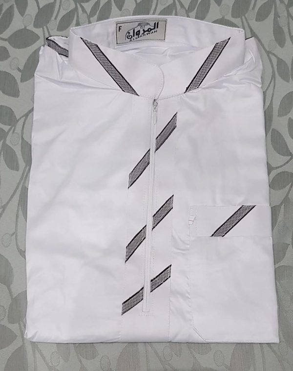 White with black stripes kurta- collar