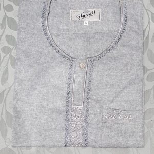 Light grey kurta with embroidery - no collar