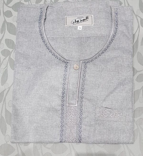 Light grey kurta with embroidery - no collar