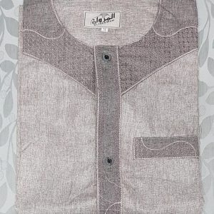 Light brown with dark brown embroidery kurta - no collar