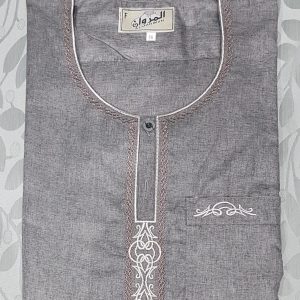 Grey with cream and brown kurta - no collar