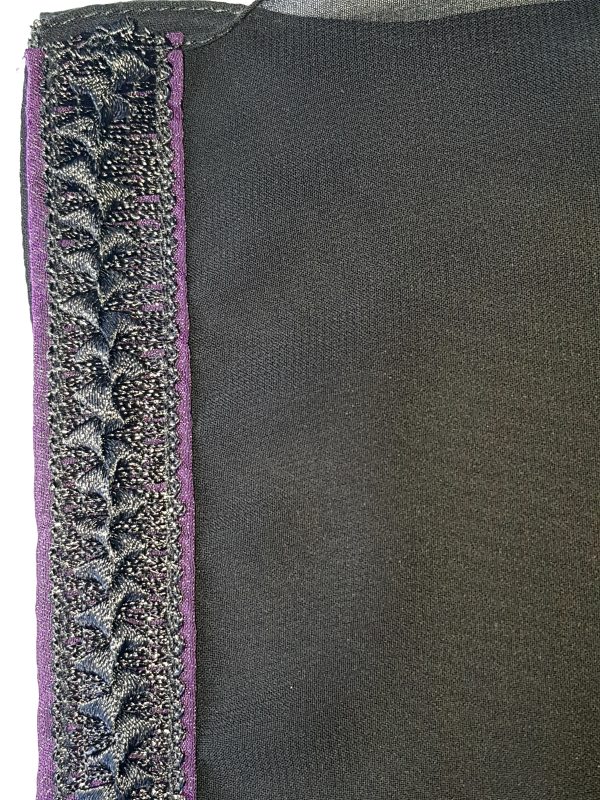 Bedoon Essm Scarf with purple and black tape edge