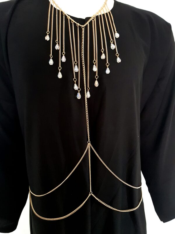 BODY CHAIN - GOLD STRINGS WITH DIAMANTE LOOK STUDS - Image 2