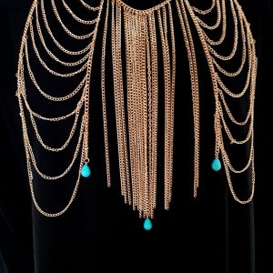 BODY CHAIN - GOLD WITH TURQUOISE