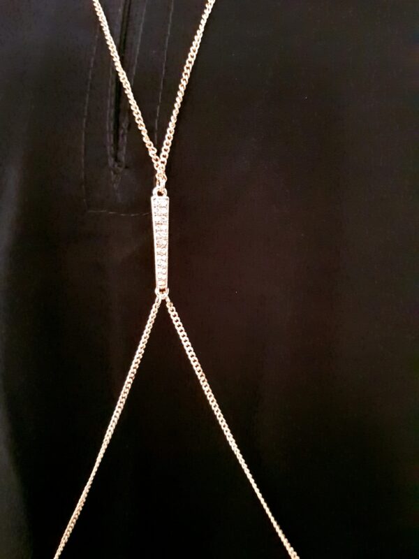 BODY CHAIN - GOLD RECTANGLE WITH MINI DIAMANTE