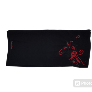 Bedoon Essm Scarf - Red and black thick embroidery with swarovskis