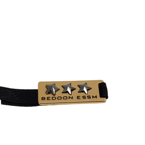 Bedoon Essm 3 black stars on gold rectangle hanging badge
