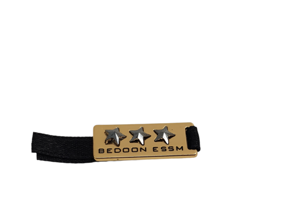 Bedoon Essm 3 black stars on gold rectangle hanging badge