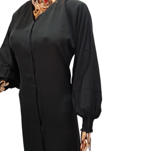 Balloon Ruched Sleeve Cloak - Presstud front