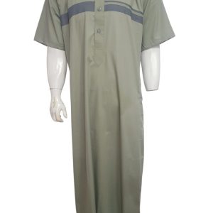 MENS COLOUR KURTA - SHORT SLEEVE - GREEN WITH GREY