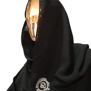 BE scarf with silver circle Logo