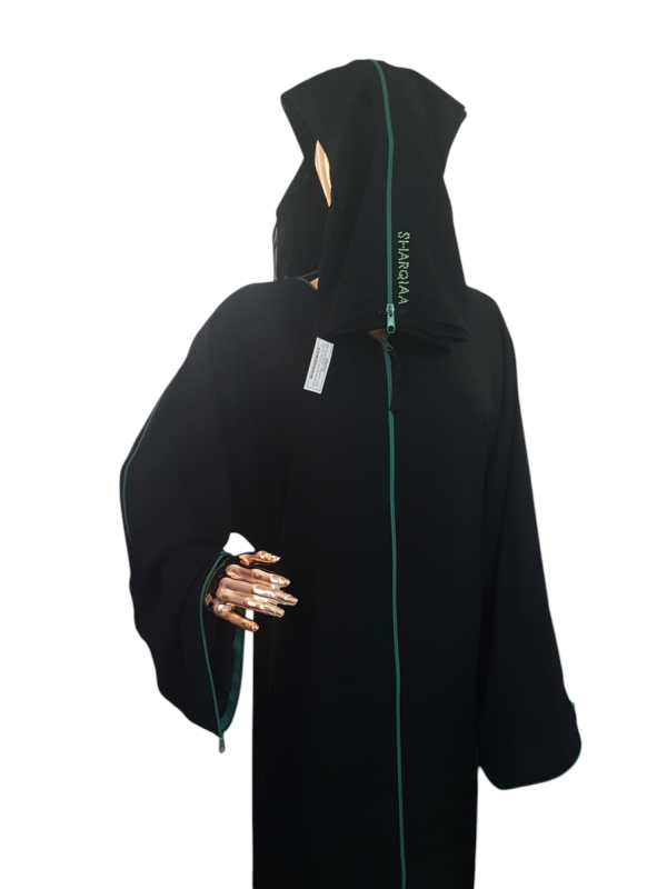 SHARQIAA COLOUR ZIP DARK GREEN CLOAK - Image 2