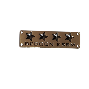 Bedoon Essm 4 black stars on gold rectangle tag