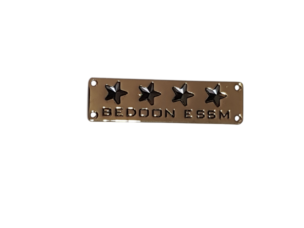 Bedoon Essm 4 black stars on gold rectangle tag