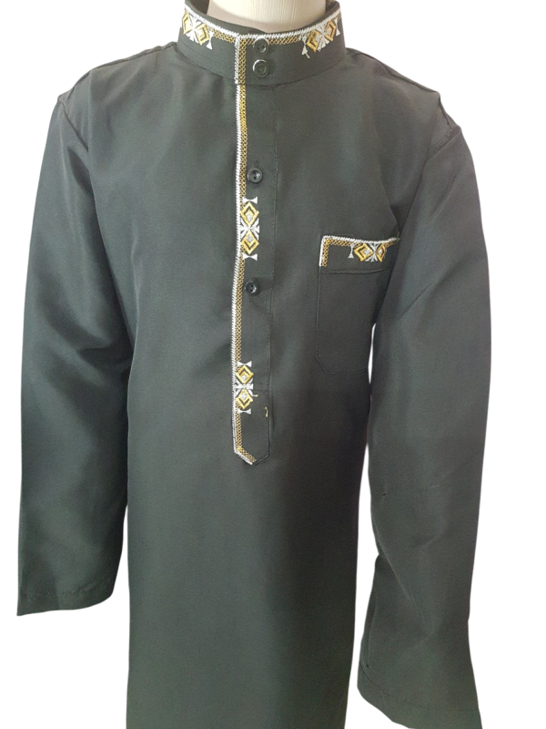 Black Kiddies Embroidery Gold/ Grey _ With Pants - Image 4