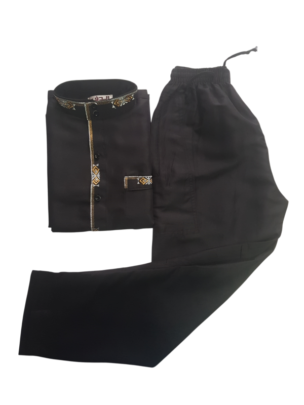 Black Kiddies Embroidery Gold/ Grey _ With Pants - Image 3