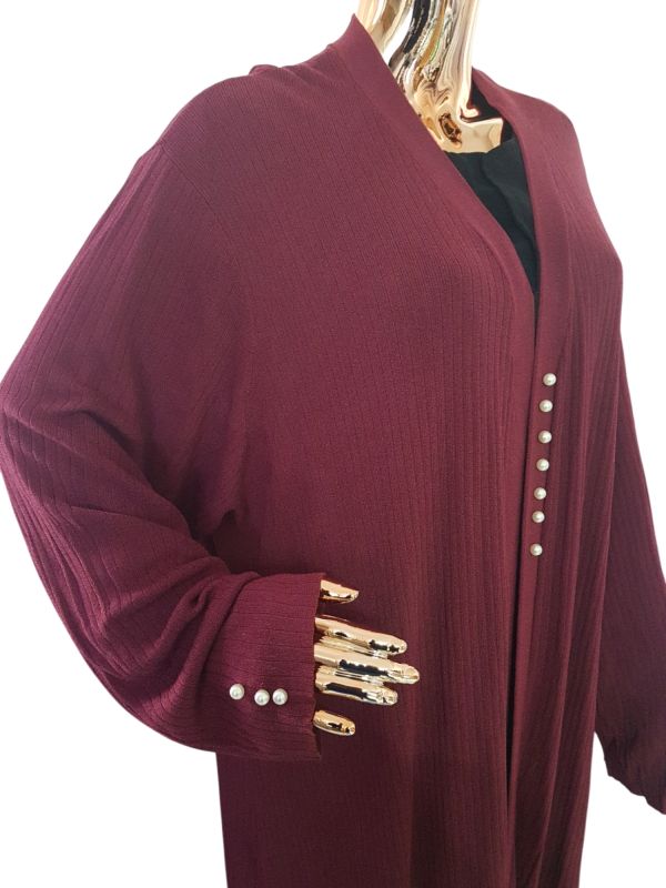 Jersey Throw Maroon Stripe With Pearls - Image 2