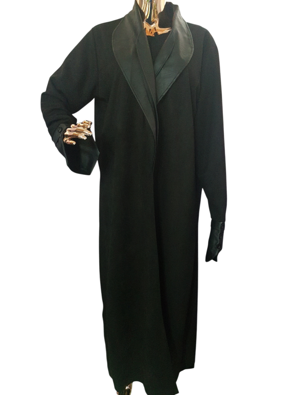 Black Leather on Suede Coat