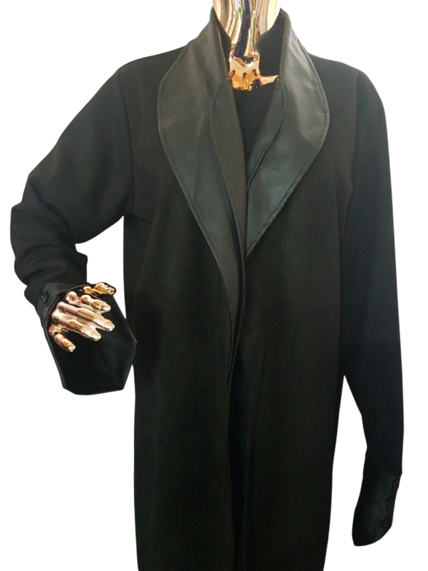Black Leather on Suede Coat - Image 2