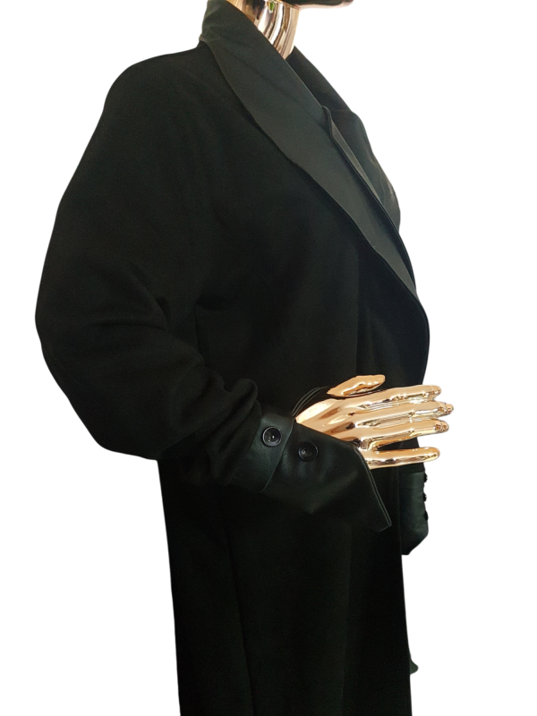 Black Leather on Suede Coat - Image 3