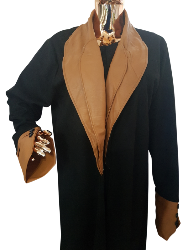 Brown Leather on Suede Coat - Image 2