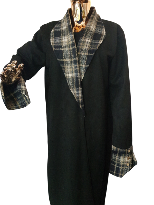 Cream And Black Fur On Suede Coat - Image 3