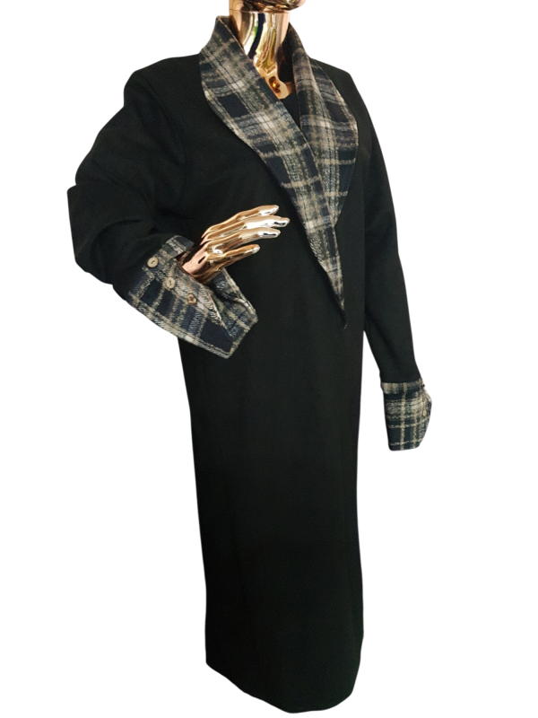 Cream And Black Fur On Suede Coat - Image 2