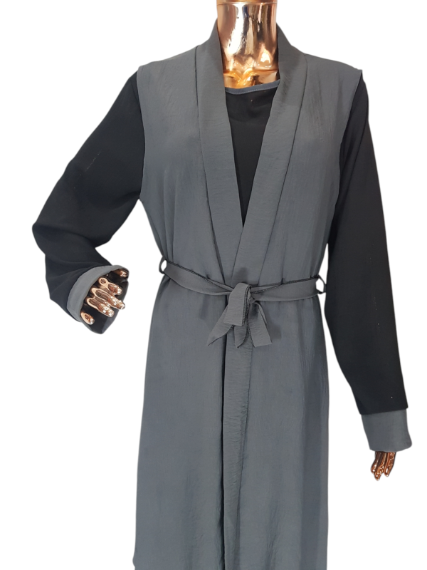 Black And Grey Cloak With Waistcoat - Image 2