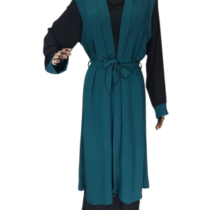 Black And Turquoise Cloak With Waistcoat