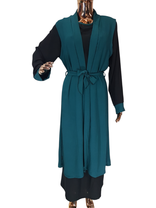 Black And Turquoise Cloak With Waistcoat