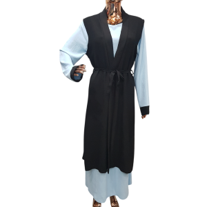 Black And Baby Blue Cloak With Waistcoat