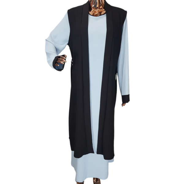 Black And Baby Blue Cloak With Waistcoat - Image 2