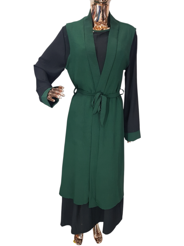 Black And Dark Green Cloak With Waistcoat