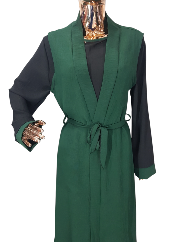 Black And Dark Green Cloak With Waistcoat - Image 2