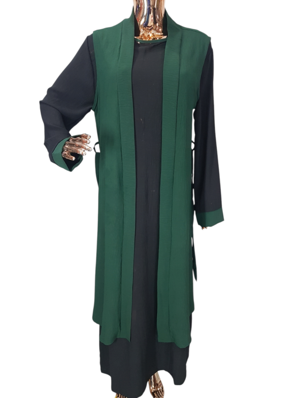 Black And Dark Green Cloak With Waistcoat - Image 3