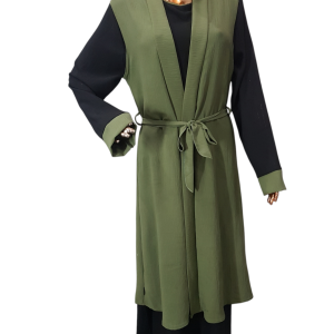 Black And Evo Green Cloak With Waistcoat