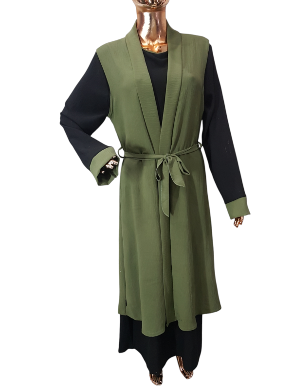 Black And Evo Green Cloak With Waistcoat