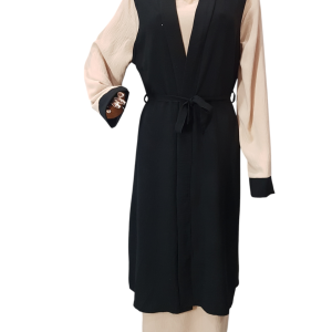 Light Peach And Black Cloak With Waistcoat