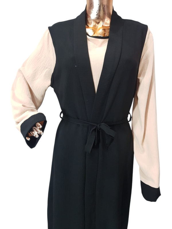 Light Peach And Black Cloak With Waistcoat - Image 2