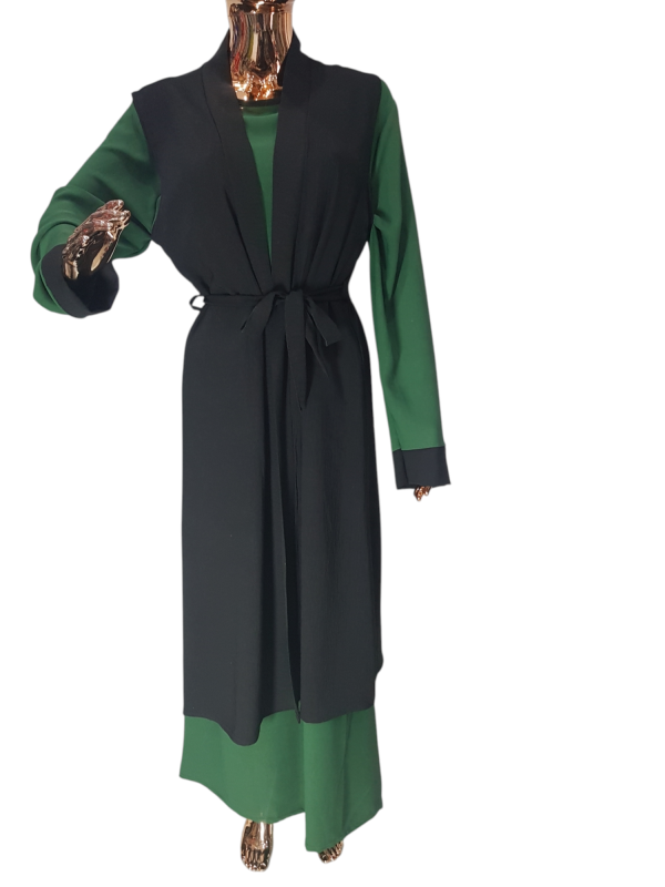 Green And Black Cloak With Waistcoat