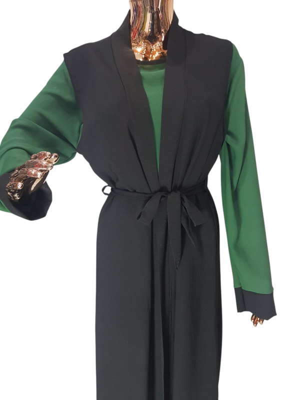Green And Black Cloak With Waistcoat - Image 2