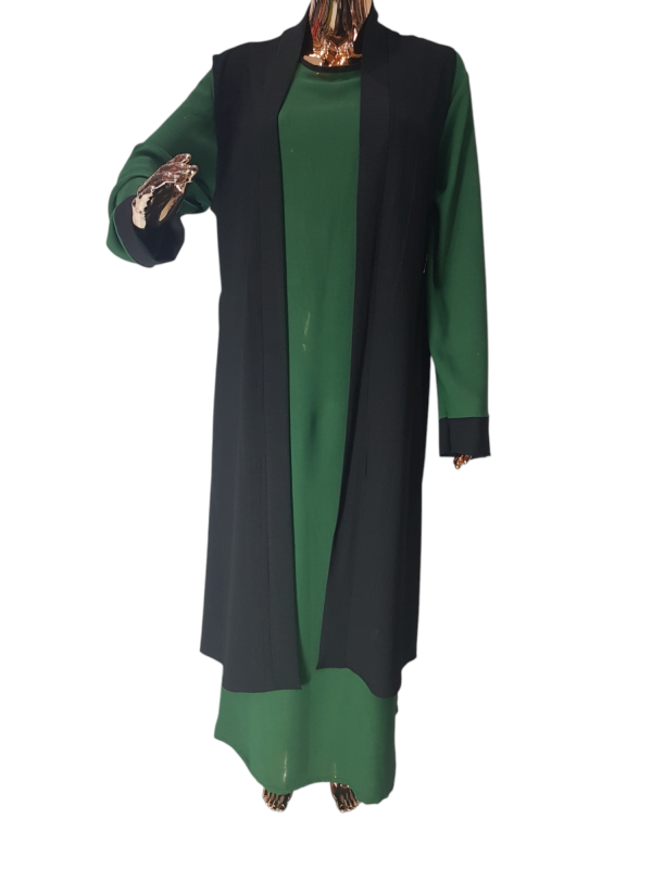 Green And Black Cloak With Waistcoat - Image 3