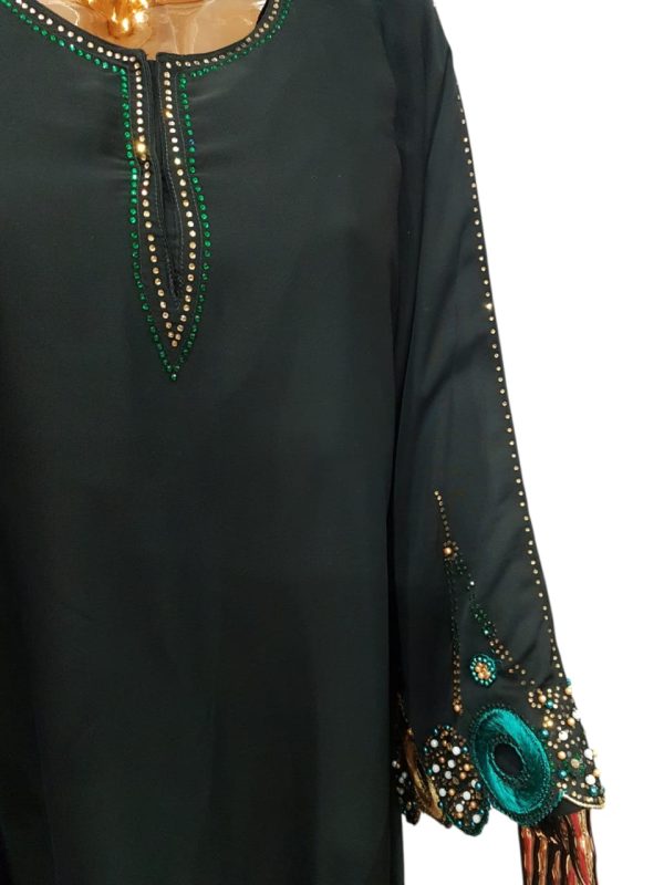 GREEN AND GOLD BEAD WORK ON THE NECK - Image 2