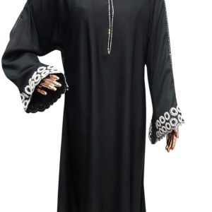 BLACK CLOAK WITH WHITE PEARLS