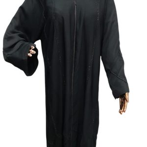 BLACK CLOAK WITH TWO LINES OF BLACK DIAMANTE