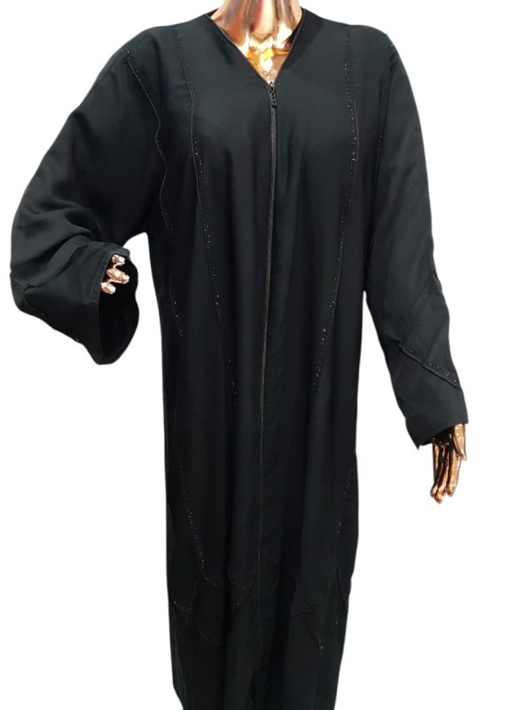 BLACK CLOAK WITH TWO LINES OF BLACK DIAMANTE
