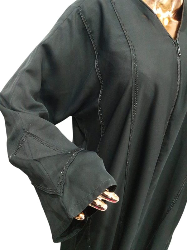 BLACK CLOAK WITH TWO LINES OF BLACK DIAMANTE - Image 2
