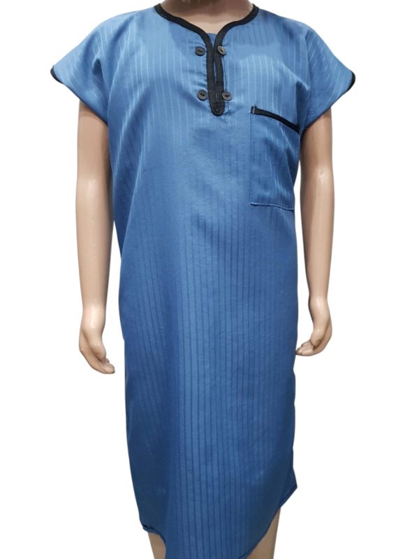 Blue Kids Kurta With Piping